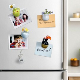 8PCS Mini Ceramic Vase Fridge Magnets for flowers or foliage,Funny Magnetic Flower Vases 3D Plant Magnets for Refrigerator Accessories Kitchen Locker Office Decoration for Mum (8PCS)