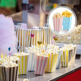 Pack of 60 Popcorn Bags, Popcorn Boxes in Pink and Blue with Different Patterns, Popcorn Bags with Waves, Stripes and Polka Dots, Candy Containers, for Parties, Birthdays and Film Nights