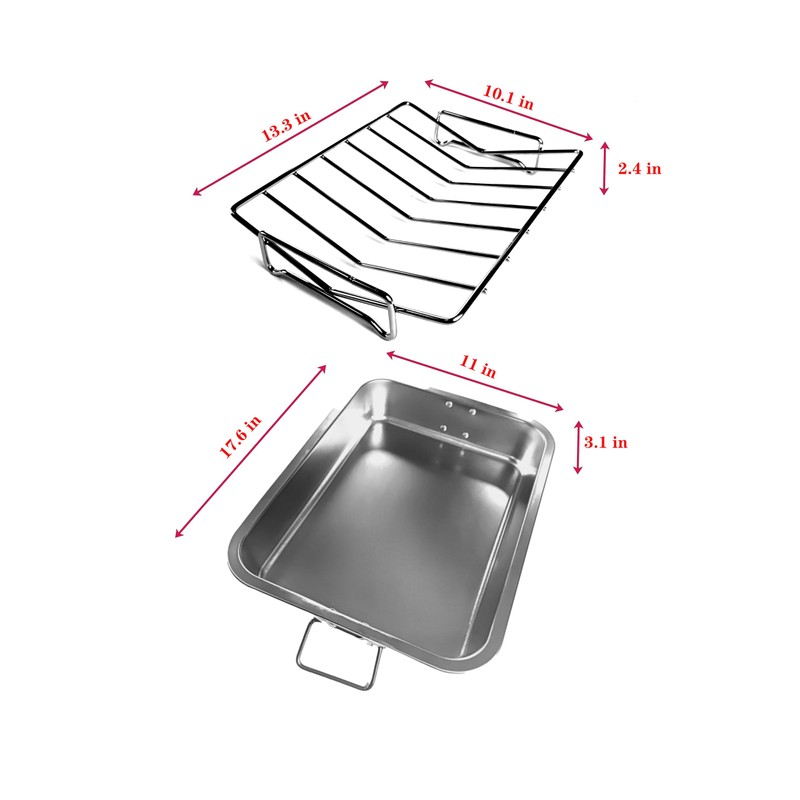 VBOYL 16" Premium Stainless Steel Roaster Pan Set with Baking