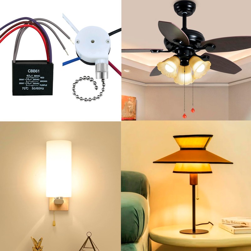 YOFOTHS Ceiling Fan Capacitor CBB61 4.5uf + 6uf + 5uf