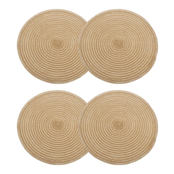 sourcing map 4pcs Round Braided Placemats 12" Non-Slip Round Table
