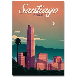 Santiago Chile Vintage Travel Art Refrigerator Magnet Size 2.5" x 3.5"