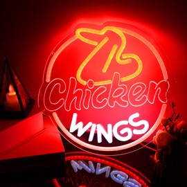 ASDGGBL Chicken Wings Neon Sign Fried Chicken Wings Led Sign Chicken Led Light Restaurant Light Canteen Fast Food Decor