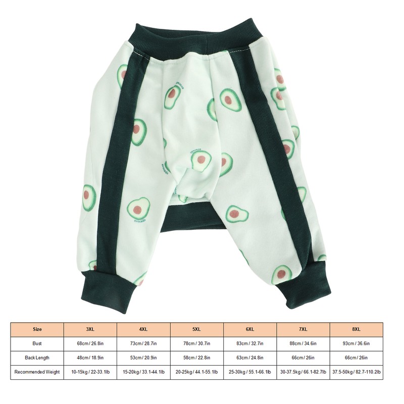 Pet Long Sleeve Pajamas Breathable Soft Elastic Cute Avocado Print