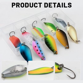 Trout Bait, Pack of 10 Fishing Lures 2.5 g/3.5 g/5 g Bait Fish, Trout Spoon Set, Spoons Trout, Fishing Accessories with Storage Box for Trout, Perch, Pike, Zander