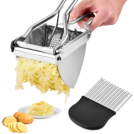 Potato Tool Sets,with Potato Ricer Masher and Cutter Multifunctional Fruit Vegetable Masher Stainless Steel Potatoes Presser for Creamy Fluffy Mashed Potatoes Fruit Juices(Color:Silver)