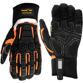 Cestus Deep II Gel, Heavy Duty Work Gloves with Grip, Anti Vibration Gloves, Kevlar Stitched, Impact Gloves, EN388 4232 (Large)