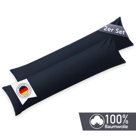 Blumtal Seitenschläferkissen Bezug 40 x 145 (2er Set Kissenbezüge) - Dunkelblau - 100% Baumwolle, Oeko-Tex Zertifiziert, Kissenbezug für Seitenschläferkissen, Kissenhülle mit Reißverschluss