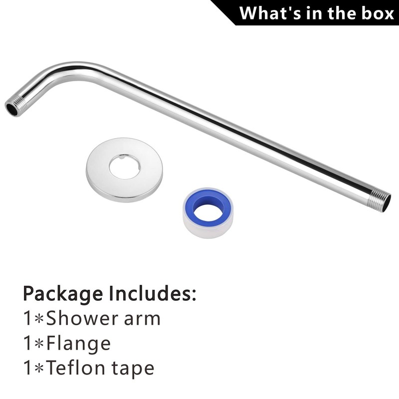 Voolan Shower Arm with Flange and Teflon Tape, Extension Shower