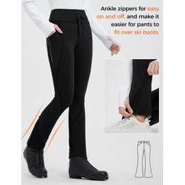 baleaf Fleece Lined Leggings for Women with Pockets Thermal Leggings High Waisted Waterproof for Cold Weather Winter Snow Pants Black XS
