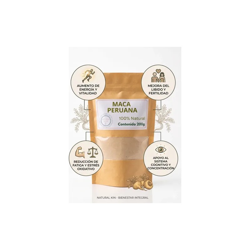 Maca Peruana Organica En Polvo 200g Natural Kin