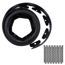 5M Flexible Lawn Garden Edging Border, 4cm High Black Reinforced Plastic Grass Border for Flower Beds Edging, Outdoor Pavement and Lawn Design, Includes 15 Durable Securing Pegs