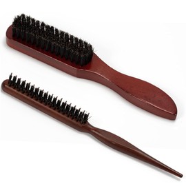 2 Pcs Boar Bristle Brushes for Men and Women - Smoothing and Teasing for Sleek Hair, Slick Back Hairstyles, and Enhanced Beard Shine