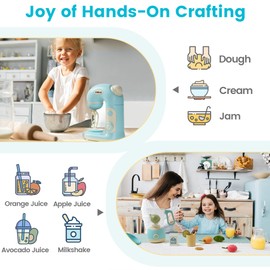 ROBUD Play Kitchen Toys, Toy Blender and Toy Juicer Set, Pretend Play Kitchen Appliances Toy Set with Accessories, Realistic Light and Sound, Boys & Girls Toys Ages 3+