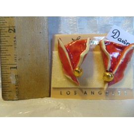 DAWN bold statement ceramic pierced earrings and free cat pin valued at 12 dollars By Amy Lacombe, WhimsiClay Wearable Art