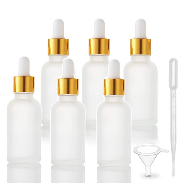 6 Pack,Frosted Glass Dropper Bottle for Essential Oils,Empty Glass Liquid