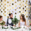 52 Feet Reflective Star Paper Garland, Glitter Gold Star Bunting