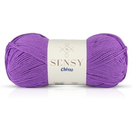 Sensy Chino Soft Cotton Yarn, Soft Baby Cotton Yarn, Amigurumi Yarn, 3.5 oz, 360 Yards, Gauge 2 Fine (Purple)