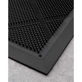 DEXI Front Door Mats Outside Entrance, 17x36 Waterproof Dirt Trapping Entry Mat for Entryway, Heavy Duty Non-Slip Low-Profile Welcome Doormat All Weather for Patio, Black