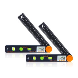 Rainyb Digital Angle Finder Tool 7inch 0-360 degree LED Digital Protractor with Horizontal Vertical Bubble Levels and Ruler Meter Accurate Tools for Carpenters,Woodworkers,Fabricators（7-Inch X 2Pcs）