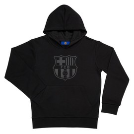 Icon Sports International Club Blackout Unisex Youth Cotton Pullover Soccer Hoodie (Black on Black FC Barcelona, Large)