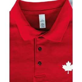 Mens Premium Canada Piqué Polo Shirt, 100% Cotton Custom Handmade Canada Maple Leaf Polo Shirt for Men L3 (Red, S)