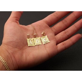 LoveBling 10Kt Two Tone Medium Block Initial Charm Pendant (W)