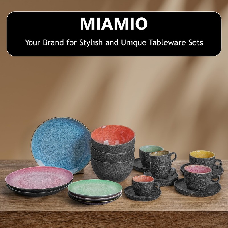 MIAMIO – Set of 6, Dinner Plates, Ceramic Plates, Kitchen