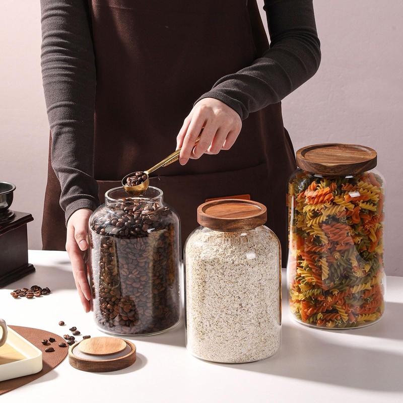 WHJY 95oz Glass Jars with Airtight Lids Transparent Clear Kitchen