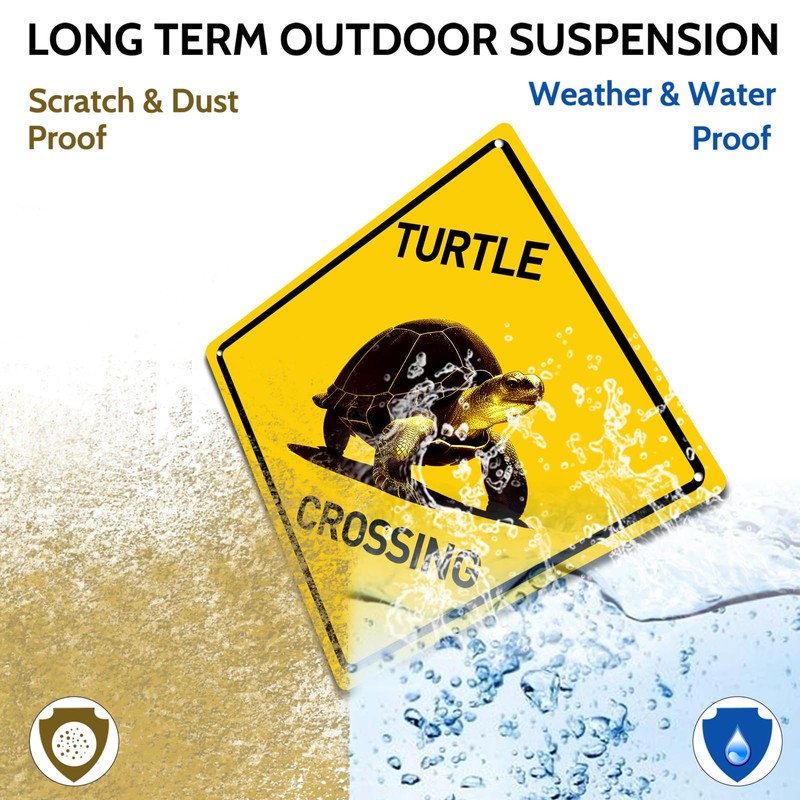 BTHUKO Turtle Crossing Metal Aluminum Novelty Sign 12 in x