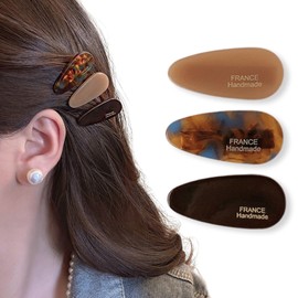 Fesanla Small 3 Piece Barrette, Hair Clip, Hair Clip, Barrette, Bangs, Hair Ornament, Cute, Oval Hair Accessory, Women's (Set of 3)