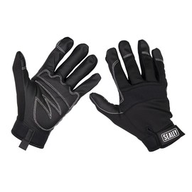 Sealey MG798XL Mechanic's Gloves Light Palm Tactouch - X-Large, Black