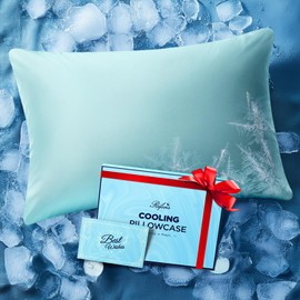 Ice Cooling Pillow Cases for Hot Sleepers, Stay Cool All Night, Smoother Than Silk Pillowcase, Luxurious Covers w/Hidden Zipper for Hair Skin, Birthday Gifts for Men Women Mom (Mint Blue, King)