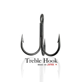 Made in Japan, Treble Hooks, Horizontal Eye, 50 Pieces, Triple Hooks, Round Bent, Fishing Hooks (Type A Fluorine Coating), Size 6