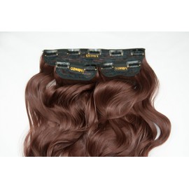 BOMBSHELL HAIR EXTENSIONS 250g 24" Curly 3 Pieces Full Head Clip On Hair Extensions Hair Piece Wig (M15 AUBURN BROWN)