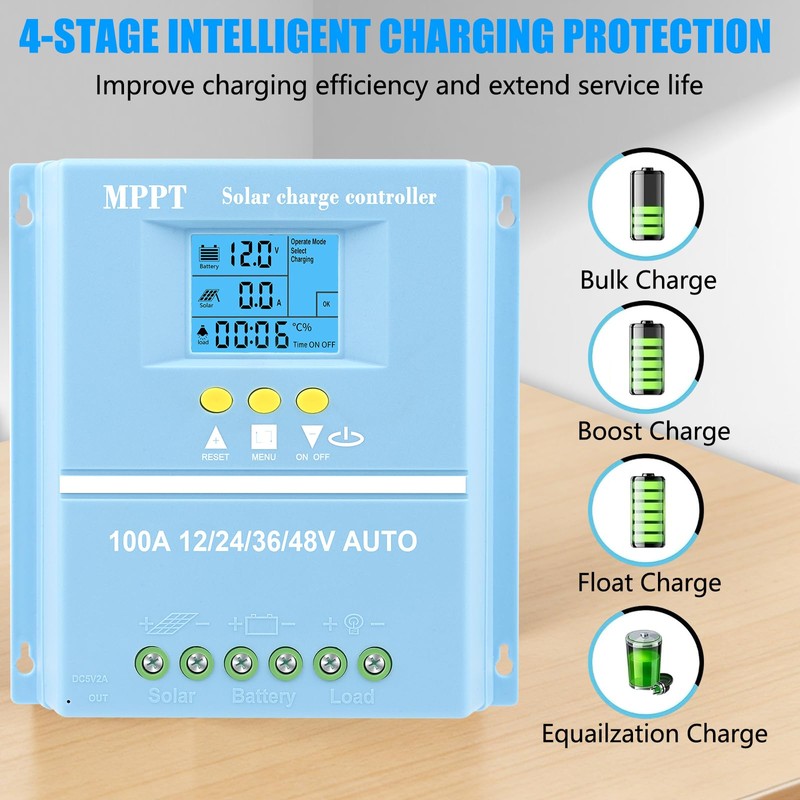 100A MPPT Solar Charge Controller Solar Panel Intelligent Regulator 12V