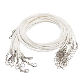 Pocoxll 10 Pcs 2.0mm Leather Necklace Cords with Clasp,Waxed Cords,Necklace Ropes for Pendants and Jewelry Making(White)
