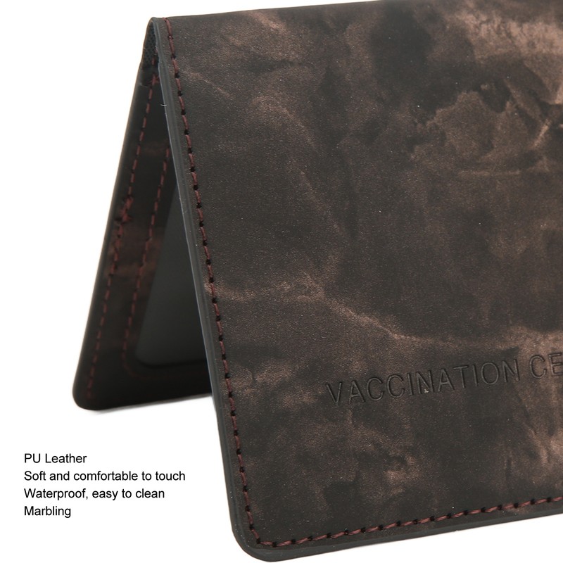 4pcs Vaccination Certificate Holder Marbling Waterproof PU Leather Vaccine Card