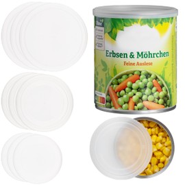 Can and Canning Lids - Pack of 12, Lids in 3 Different Sizes, Universal Clear Plastic Lids