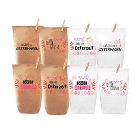 8 x Easter Bags "Frohe Ostern" Gift Bags, Lovingly Produced in German Easter Bunnies - Manufactory ;)