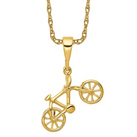 Ice Carats Designer Jewelry USA 10K Solid Yellow Gold Bicycle Bike Necklace - 10K Yellow Gold, Pendant Only