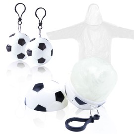 KoMico 3PCS Emergency Disposable Rain Poncho Adult Waterproof, Festival Colorful Plastic Poncho Raincoats Packaged in Keychain Ball with Hook (3 Pcs White)