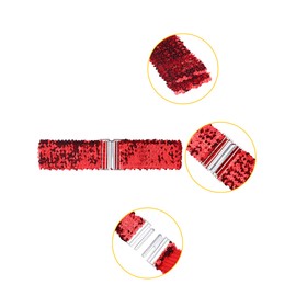 Allegra K Womens Stretchy Waist Belts Metal Interlock Buckles Sequins Decor Belts for Dresses Red 60cm/23.62"