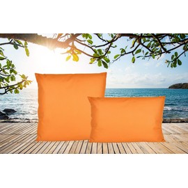 JACK Set of 2 Outdoor Lounge Cushions 45 x 45 cm + 30 x 50 cm Decorative Cushions Including Filling, Waterproof Seat Cushion, Garden Lotus Effect, Colour: Orange