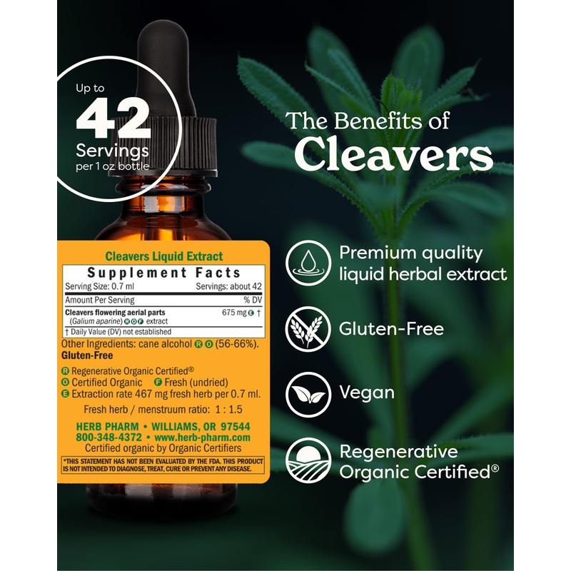 Herb Pharm Cleavers Liquid Extract - 1 Oz (DCLEAV01)