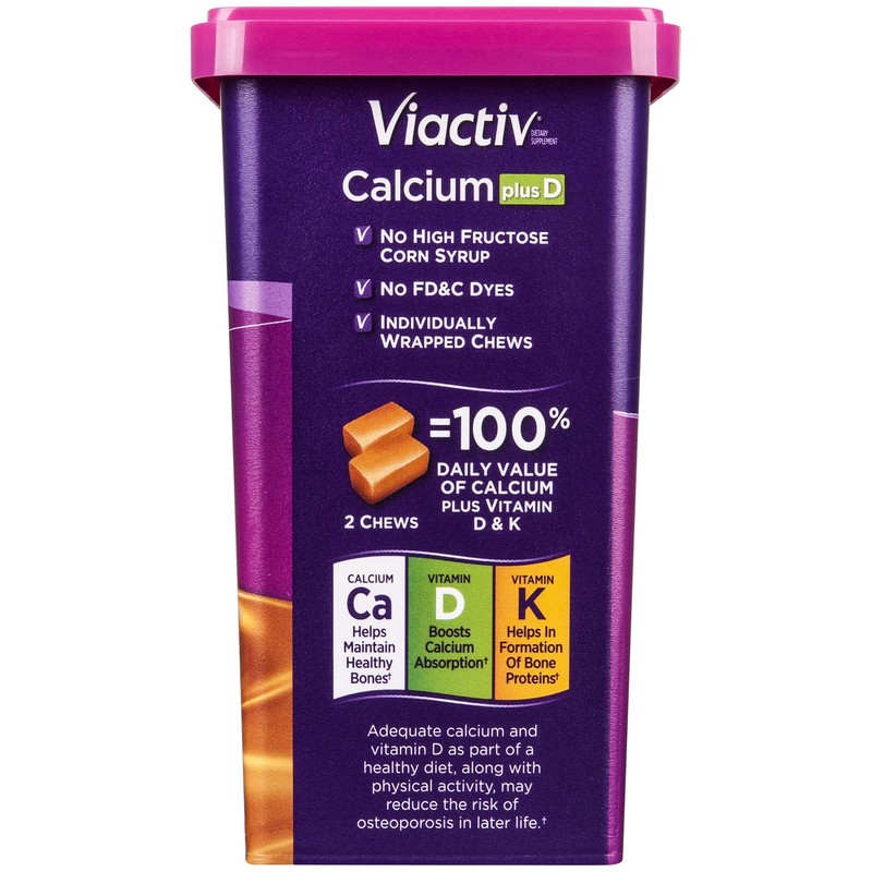 Viactiv Calcium +D Supplement Soft Chews, Caramel, 100-Count