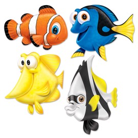 Beistle Assorted Fish Under The Sea Cutouts-4 Pcs, 13.25"-16.75", Multicolor