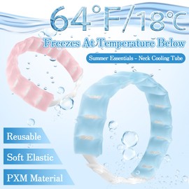 Cooling Neck Tube Ice Ring Neck Cooler Reusable 18℃/64℉ Freeze for Hot Summer, Wearable Cooling Neck Wraps Outdoor Sports Workers Blue 2 Pack