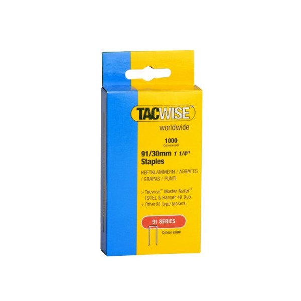 Tacwise 0286 Type 91 / 30 mm Galvanised Narrow Crown
