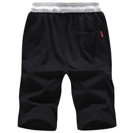 FoxQ Men's Shorts Sweat Casual Comfortable, Stylish with Secure Zipper Pockets Elastic Waist Drawstring Black